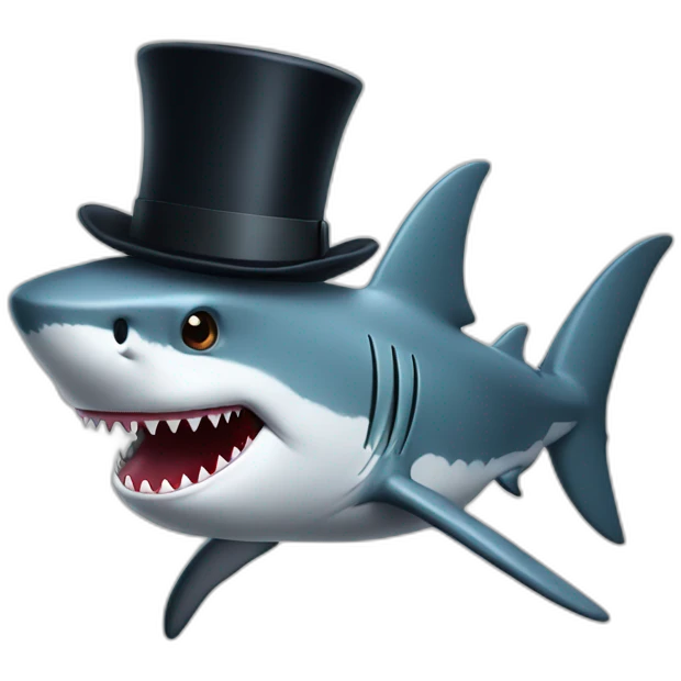 Shark with a top hat emoji