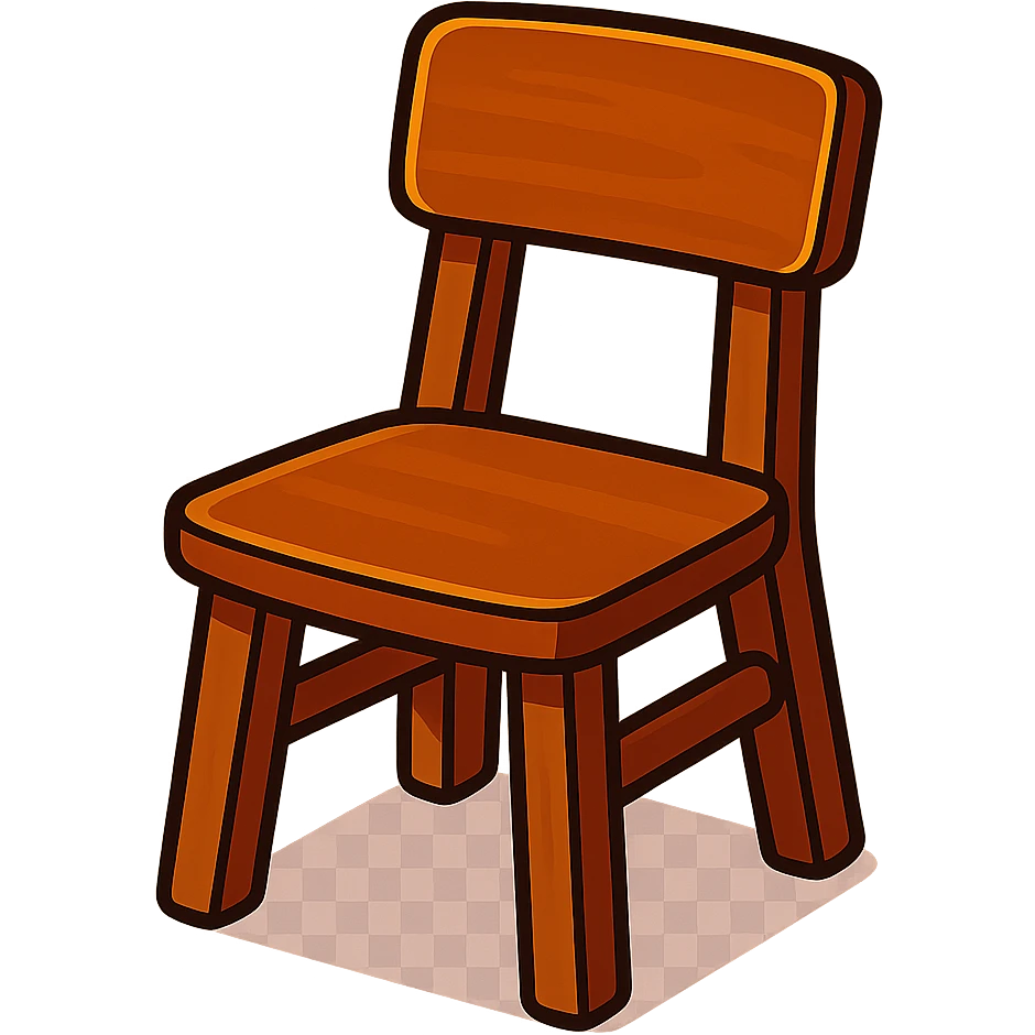 minimalist Scandinavian wood chair, chocolate color, vibrant toon style emoji