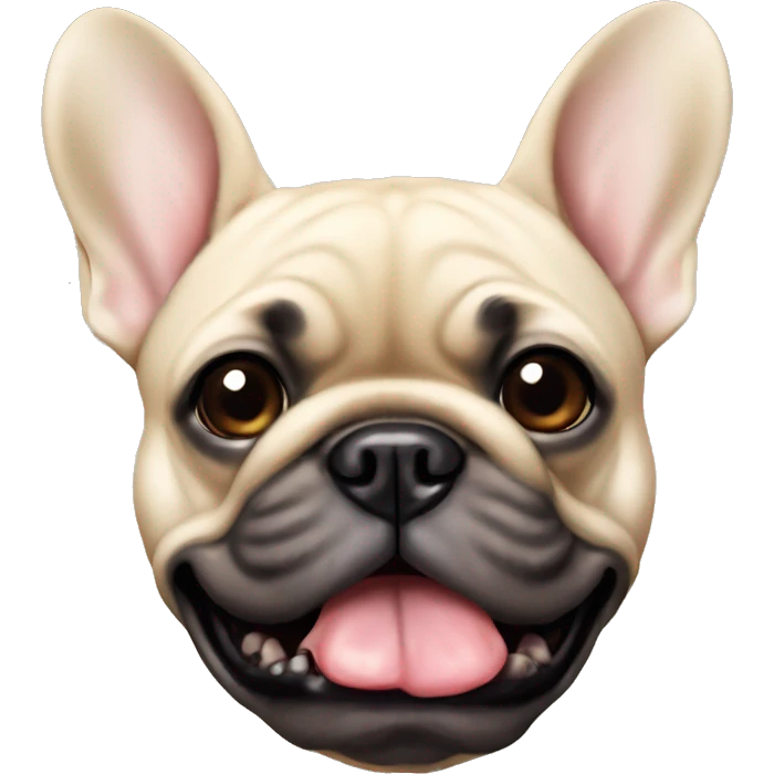an old beige french bulldog with black mouth emoji