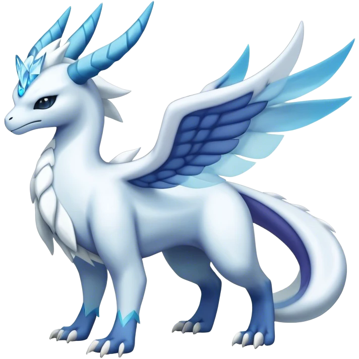 lugia-reshiram-suicune-Glaceon-hybrid, full body emoji