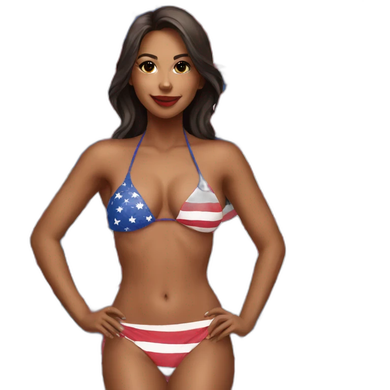 Sexy girl wearing only American flag bikini emoji