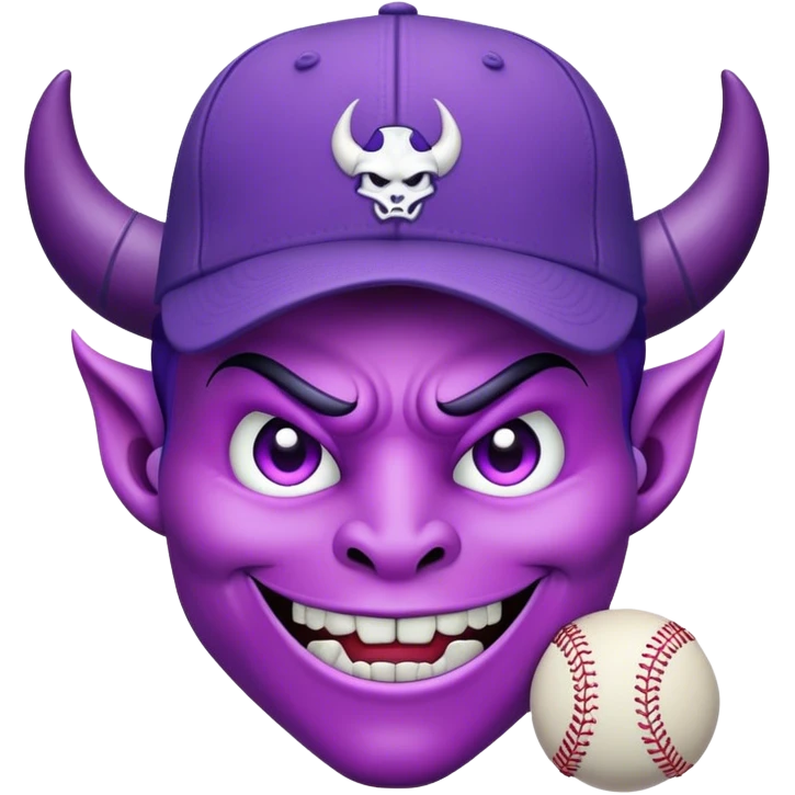 Purple devil with baseball hat emoji