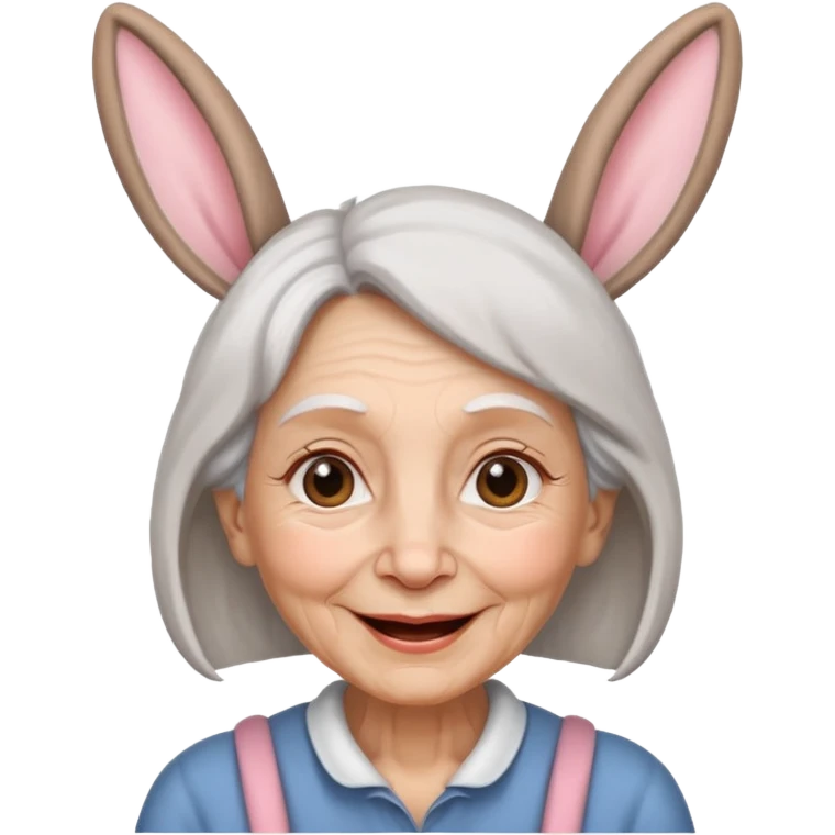 old woman with bunny ears emoji