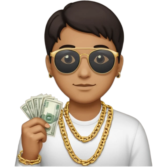 Knight helmet gold chain dark glasses money emoji