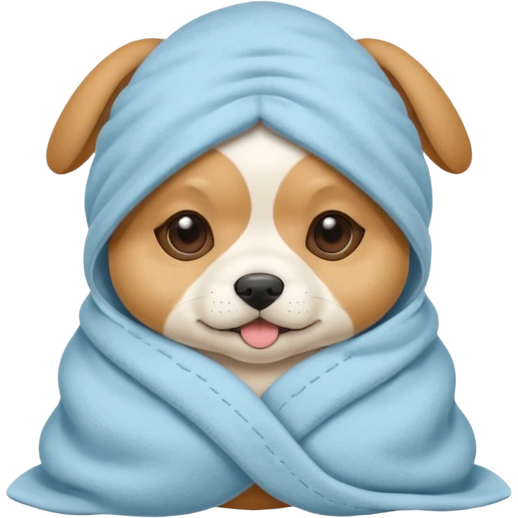 Cutest puppy in a blanket with sleep mask emoji