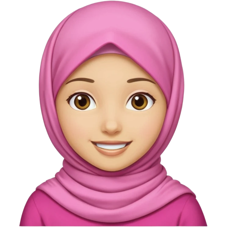 A medium light skin girl with pink hijab smile  emoji