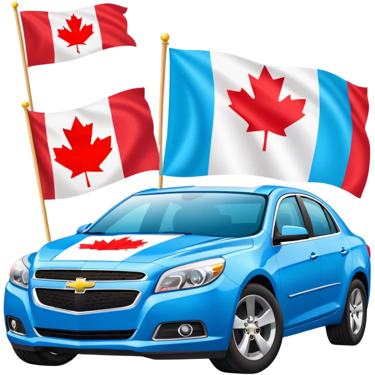 blue chevy malibu with canadian flag and bachelorette party sign  emoji