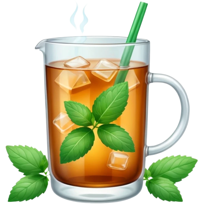 ice mint tea without lemon in glass emoji