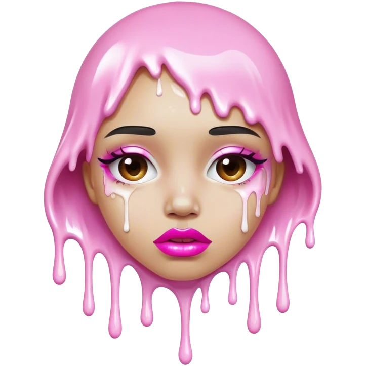 Large white paint dripping off Floating pink glossy lips emoji