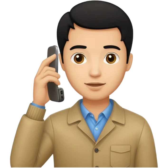 ligh skin black hair man calling with her phone emoji