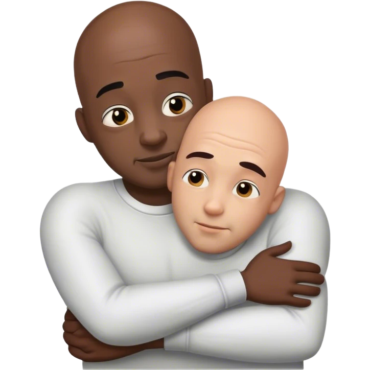 Black bald man hugging  emoji