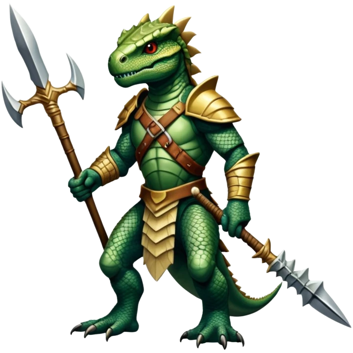reptilian humanoid troglodyte warrior with spear from Heroes of Might and Magic 3 emoji