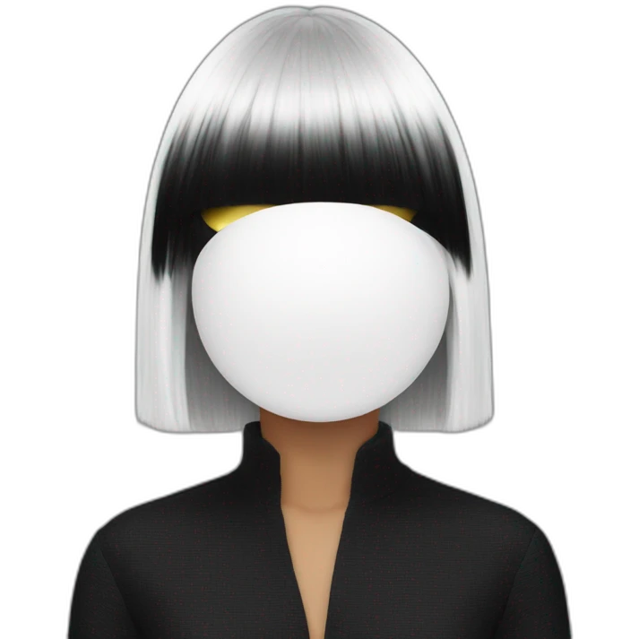 Sia with a black and white wig covering her eyes emoji