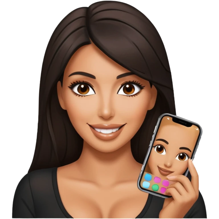 Kim Kardashian bending, smiling at camera emoji