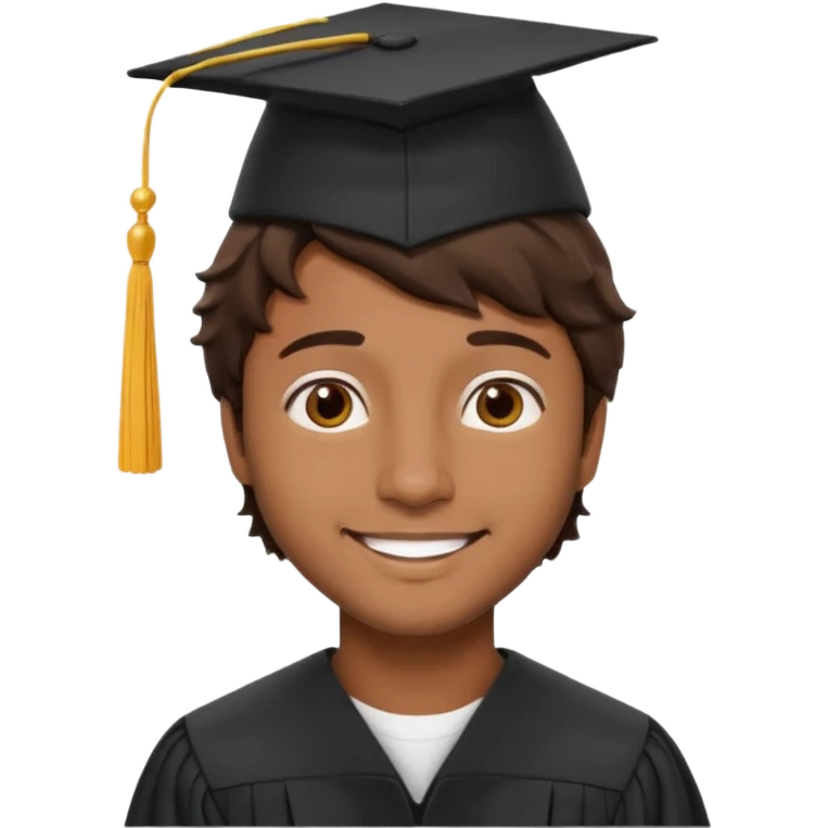 brown man, short wavy hair, Brunette with graduation emoji