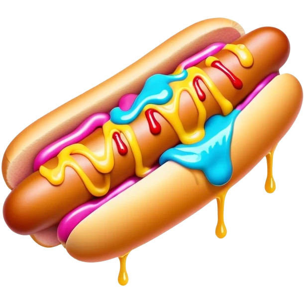 Melting neon ice cream hot dog  emoji