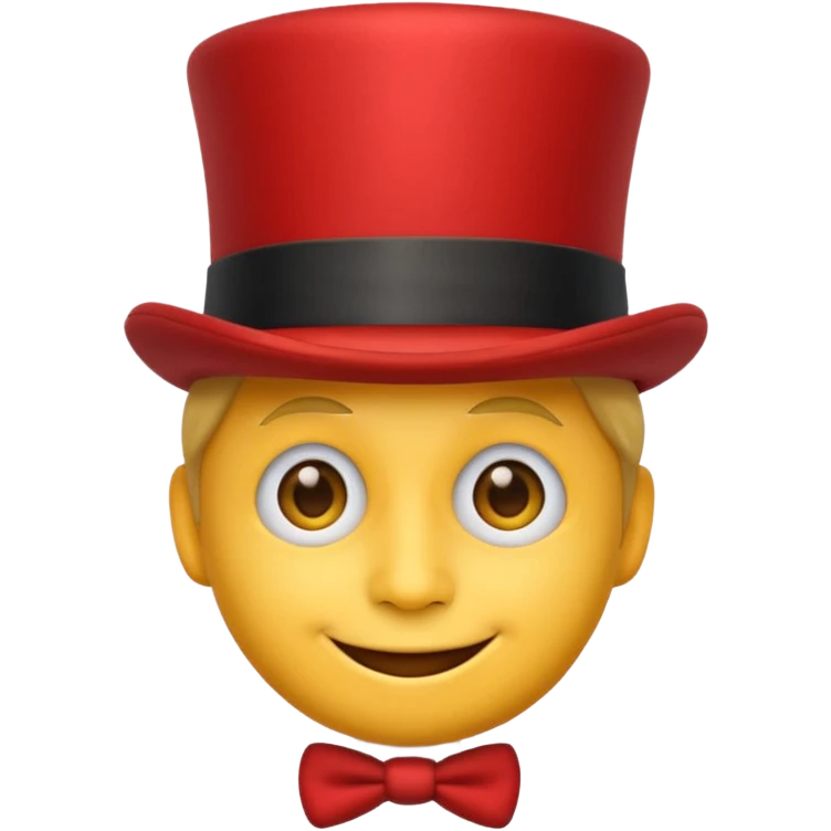 make a yellow face emoji with a red top hat emoji