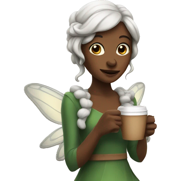 fairy with coffee in her hand emoji