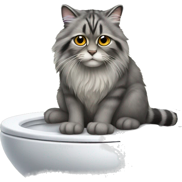 Manul the cat is sitting on a toilet emoji