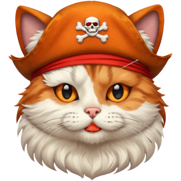 pirate cat with one eye closed with band emoji