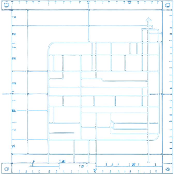 side view of a blue blueprint plan with crisp white lines emoji