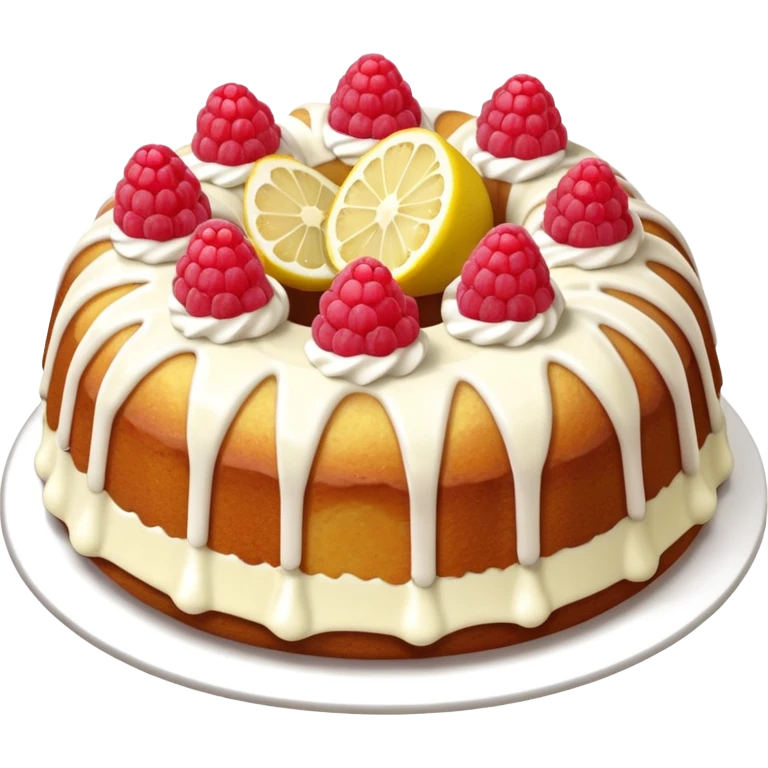 Lemon raspberry Bundt cake with white frosting  emoji