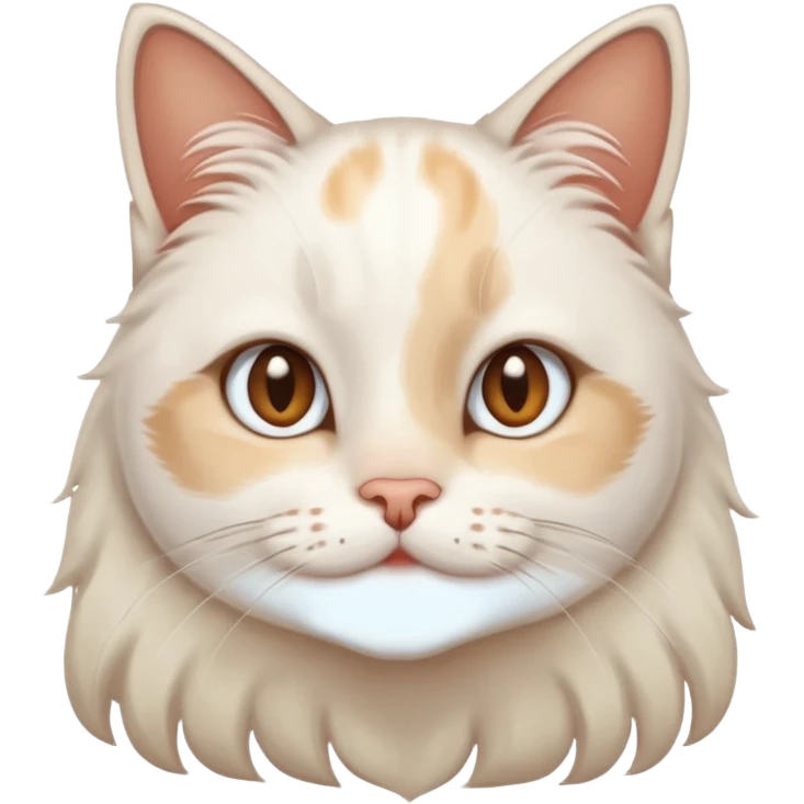 gato blanco con manchitas marrones y pelo largo con ojos de enamorado emoji