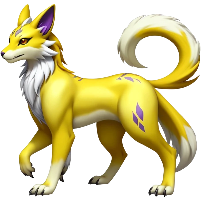 Shiny Elemental Exotic Renamon-Raikou-Liepard-Persian-Pokémon-Fakémon-hybrid-creature (full body) emoji