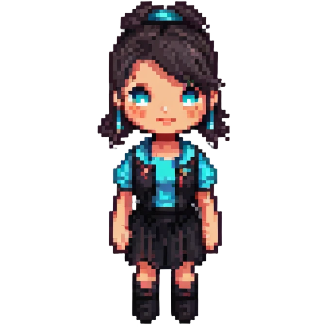 modern pixel art female character with contemporary clothing and hairstyle emoji