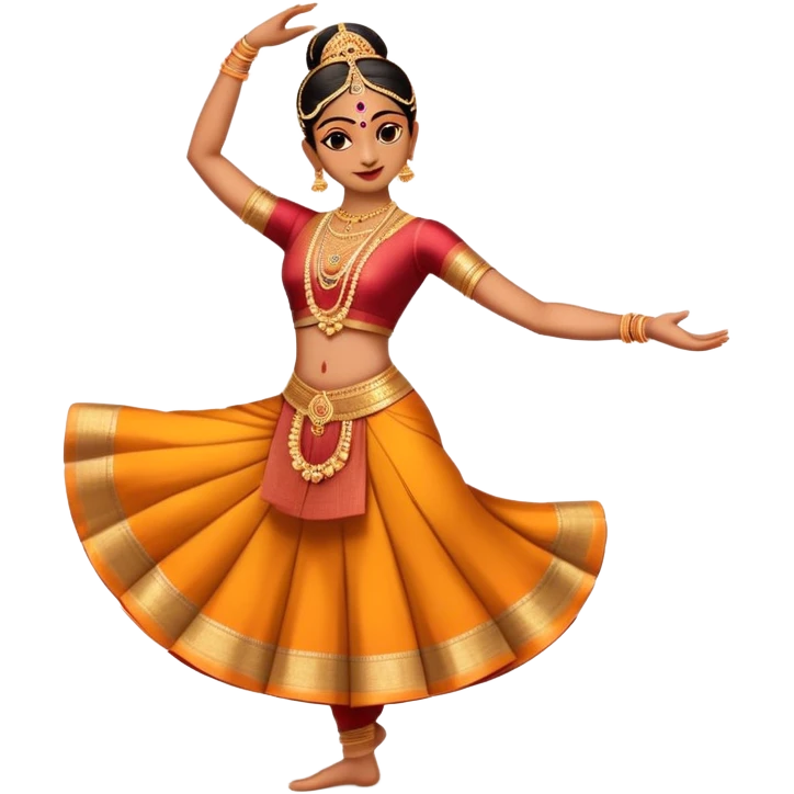 cinematic-realistic-bharatanatyam-dance-emoji,-depicted-as-an-elegant-classical-indian-dance-performance-with-graceful-poses,-intricate-costumes,-and-expressive-hand-gestures,-rendered-with-rich-textures-and-warm-dramatic-lighting, single danceer emoji