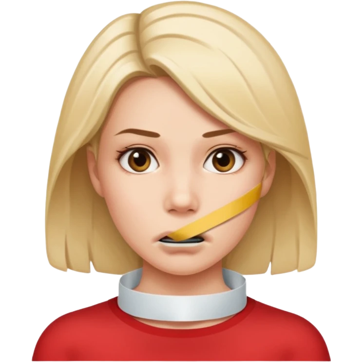 woman with censorship tape over mouth emoji