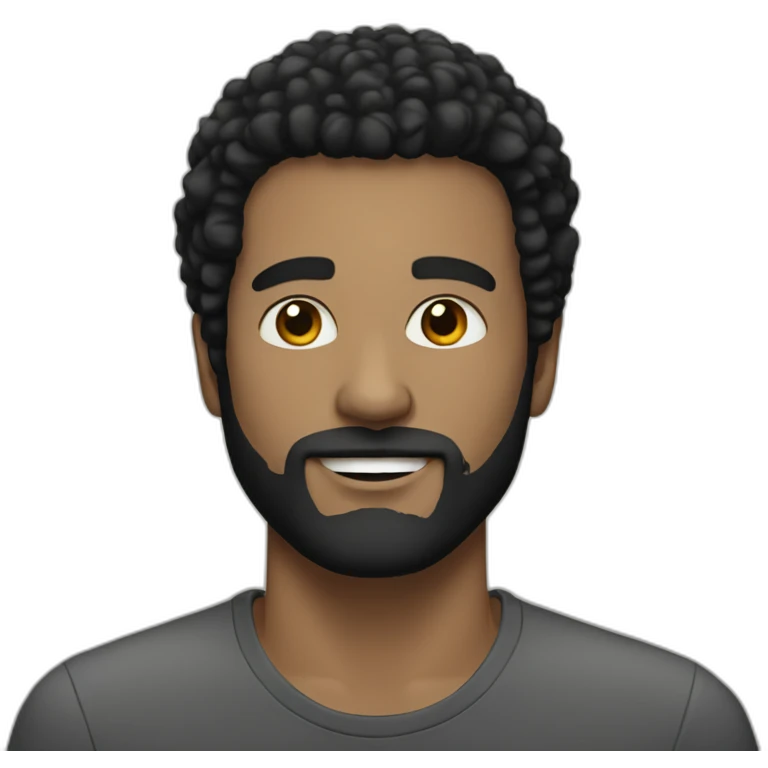 White man with black Afro hair and short beard emoji