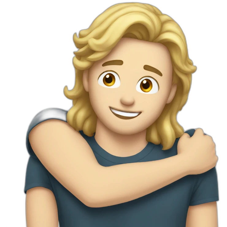 Hug white man brown hair white girl blond hair emoji