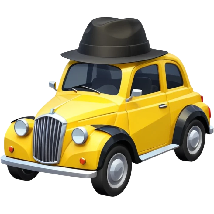 Low poly yellow car with a black hat emoji
