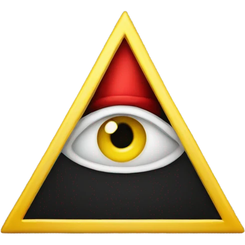 Yellow triangle with an eye, top hat and bow tie emoji