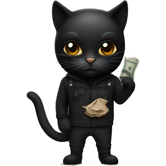 black cat with robber mask emoji