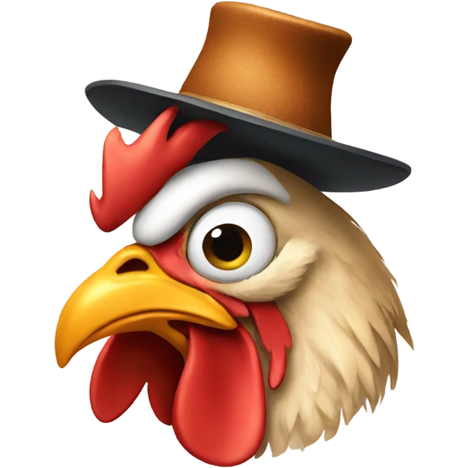 Rooster wearing hat emoji