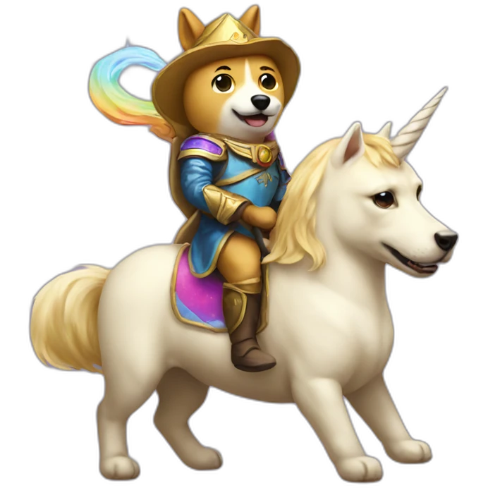 Doge riding a unicorn emoji