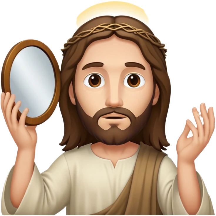 Jesus Christ holding a mirror infront of his face emoji