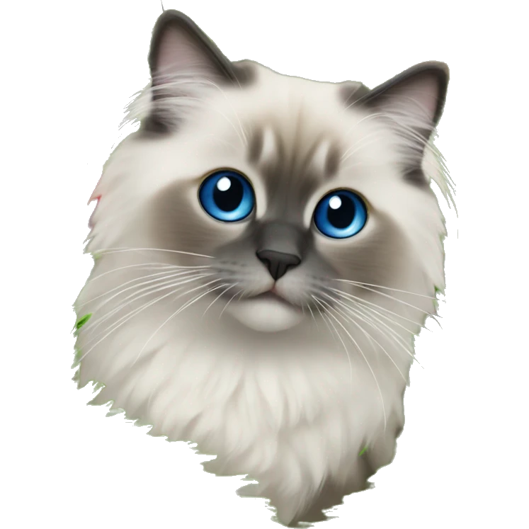 Blue colorpoint ragdoll kiten climbing a Christmas tree emoji