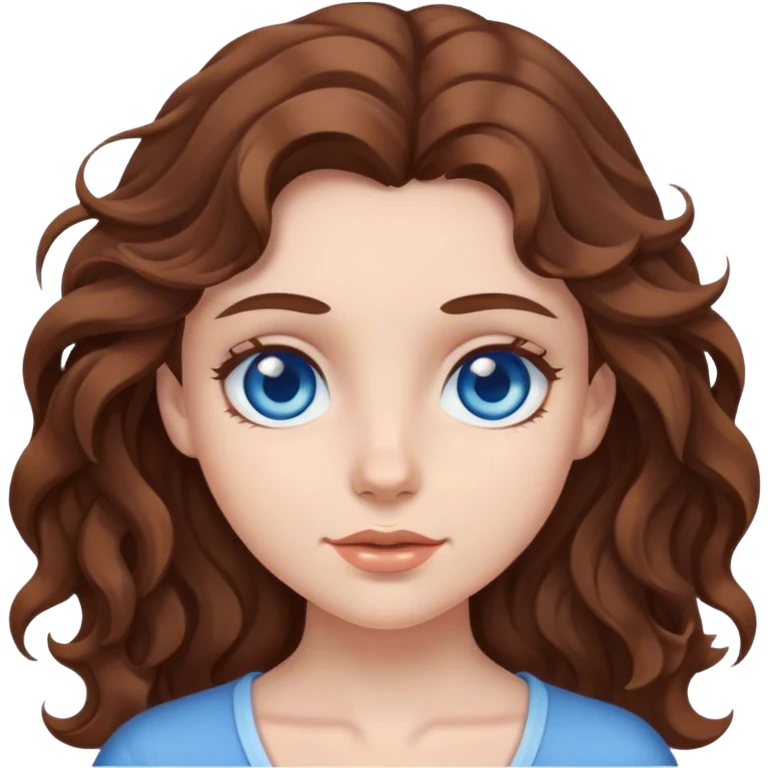 Girl with blue eyes and brown wavy hair emoji