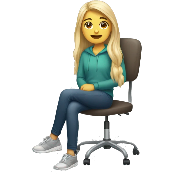 white teen girl sitting on chair emoji