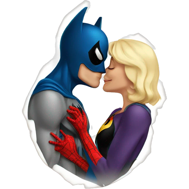 Spiderman kiss batman emoji
