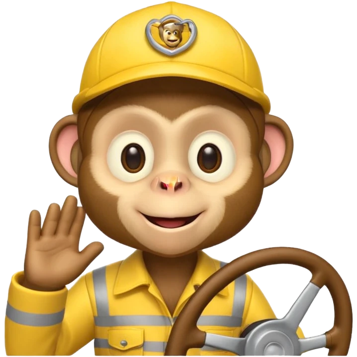 adorable driver monkey with yellow driver hat emoji