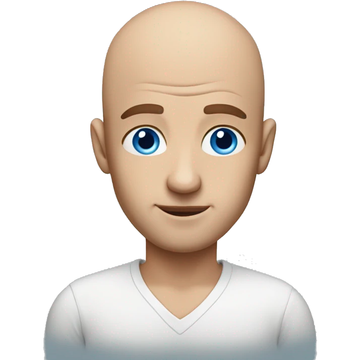 men with blue eyes, without hair, with  bith cake emoji