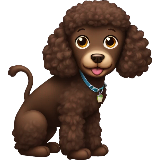 Brown poodle with a chimpaneeze emoji
