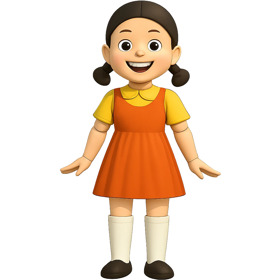 Change the expression to happy with a big smile and bright eyes, keep the style and character the same, only modify eyes and mouth. emoji