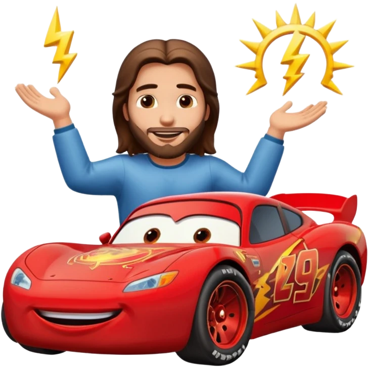 Jesus Christ blessing Lightning McQueen emoji