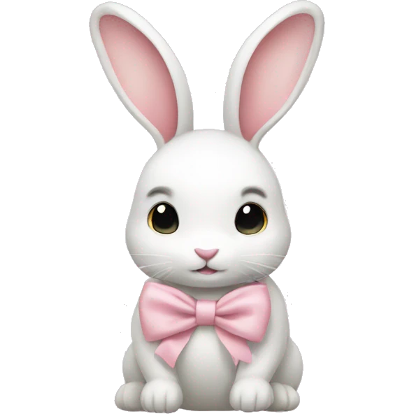 White rabbit and light pink bow emoji