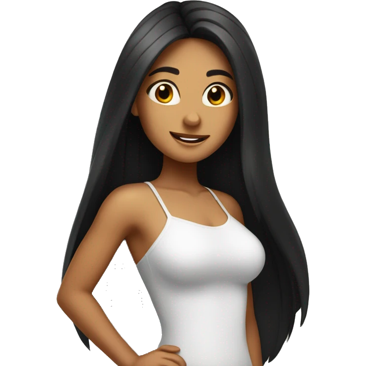 tanned girl with long black hair celebrating  emoji